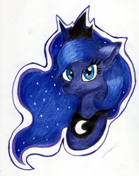 Size: 2455x3117 | Tagged: safe, artist:luxiwind, princess luna, alicorn, pony, bust, portrait, solo, traditional art