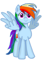 Size: 295x546 | Tagged: safe, artist:inurantchan, rainbow dash, pegasus, pony, blue coat, female, mare, multicolored mane, simple background, solo, white background, wings