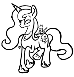 Size: 1100x1142 | Tagged: safe, artist:coloncapitalt, princess luna, alicorn, pony, female, fursona, horn, lineart, mare