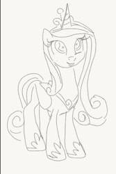 Size: 479x719 | Tagged: safe, artist:drunken bubblez, princess cadance, alicorn, pony, monochrome, sketch, traditional art