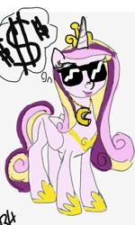 Size: 488x814 | Tagged: safe, artist:drunken bubblez, princess cadance, alicorn, pony, dollar sign, female, mare, solo