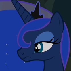 Size: 664x664 | Tagged: safe, artist:agrol, princess luna, alicorn, pony, cropped, in your dream, luna is not amused, reaction image, unamused