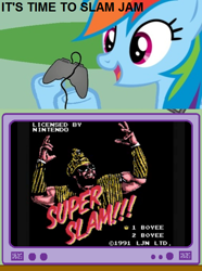 Size: 564x760 | Tagged: safe, rainbow dash, pegasus, pony, exploitable meme, gamerdash, meme, obligatory pony, randy savage, tv meme