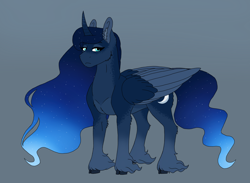 Size: 1800x1314 | Tagged: safe, artist:shortcake1284, princess luna, alicorn, pony, alternate design, simple background, solo, unshorn fetlocks