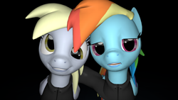 Size: 1920x1080 | Tagged: safe, derpy hooves, rainbow dash, pegasus, pony, 3d, female, looking at you, mare, source filmmaker