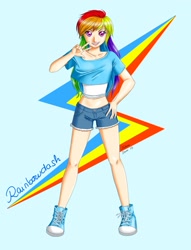 Size: 1395x1827 | Tagged: safe, artist:nekomeizumi, rainbow dash, clothes, converse, humanized, shoes, solo