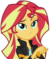 Size: 1928x2250 | Tagged: safe, artist:sketchmcreations, sunset shimmer, equestria girls, friendship games, looking at you, raised eyebrow, simple background, smiling, smug, solo, transparent background, vector