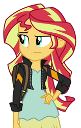 Size: 1778x2791 | Tagged: safe, artist:sketchmcreations, sunset shimmer, equestria girls, friendship games, clothes, frown, hand on hip, inkscape, raised eyebrow, simple background, solo, transparent background, vector