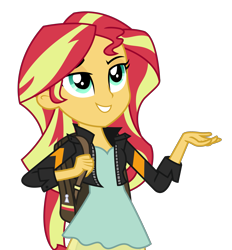 Size: 2891x3116 | Tagged: safe, artist:sketchmcreations, sunset shimmer, equestria girls, friendship games, backpack, bedroom eyes, grin, raised eyebrow, simple background, smiling, solo, transparent background, vector