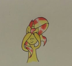 Size: 1448x1320 | Tagged: safe, artist:lizzyisme, sunset shimmer, pony, equestria girls, solo, traditional art