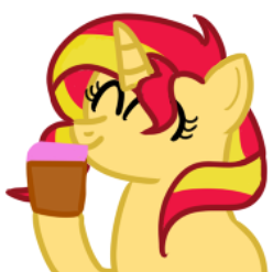 Size: 248x247 | Tagged: safe, artist:pastelhorses, sunset shimmer, pony, cake, food, solo