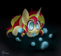 Size: 1651x1521 | Tagged: safe, artist:ebenou, sunset shimmer, pony, unicorn, cute, filly, glow, orbs, shimmerbetes, solo, younger