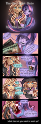 Size: 900x2721 | Tagged: safe, artist:philota, sunset shimmer, twilight sparkle, equestria girls, comic, date, elf ears, female, lesbian, shipping, sunsetsparkle, uncanny valley