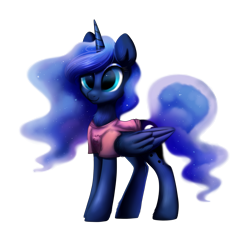 Size: 1873x1789 | Tagged: safe, artist:confetticakez, princess luna, alicorn, pony, blame my sister, clothes, cute, female, folded wings, mare, shirt, simple background, solo, transparent background