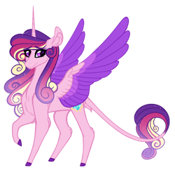 Size: 1280x1252 | Tagged: safe, artist:australian-senior, princess cadance, alicorn, pony, alternate universe, colored hooves, colored wings, colored wingtips, female, kirindos, leonine tail, mare, raised hoof, simple background, solo, transparent background