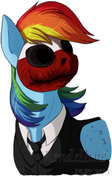 Size: 573x900 | Tagged: safe, rainbow dash, pegasus, pony, wolf, clothes, mask, payday the heist, solo, suit