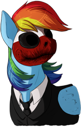 Size: 1107x1738 | Tagged: safe, artist:rendelline, rainbow dash, pegasus, pony, wolf, clothes, crossover, mask, payday the heist, solo, suit