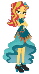 Size: 307x572 | Tagged: safe, artist:dashiepower, sunset shimmer, equestria girls, legend of everfree, clothes, crossed arms, crystal gala, dress, high heels, simple background, smug, smugset shimmer, solo, transparent background