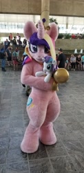 Size: 1960x4032 | Tagged: safe, princess cadance, princess flurry heart, pony, bronycon, fursuit, irl, photo, plushie