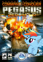 Size: 640x915 | Tagged: safe, artist:nickyv917, derpy hooves, fluttershy, rainbow dash, soarin', spitfire, changeling, pegasus, pony, aircraft, aircraft carrier, command and conquer, command and conquer: generals, crossover, ea, electronic arts, explosion, f-22 raptor, jet fighter, navy, particle cannon, plane, ship, wonderbolts, zero hour