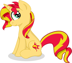 Size: 2261x1987 | Tagged: safe, artist:flitturr, sunset shimmer, pony, sitting, solo