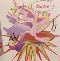 Size: 587x597 | Tagged: safe, artist:marta jamrógiewicz, princess cadance, alicorn, pony, fail, official comic, ouch, slipping, the voice of reason, tripping