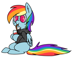 Size: 1000x800 | Tagged: safe, artist:pegacornss, rainbow dash, pegasus, pony, clothes, drinking, hoodie, sipping, solo, straw