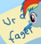 Size: 600x650 | Tagged: safe, rainbow dash, pegasus, pony, exploitable meme, filly, filly rainbow dash, letter, meme, pen, rainbow's letter, solo, ur a faget, vulgar