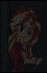 Size: 609x938 | Tagged: safe, sunset shimmer, equestria girls, ascii, clothes, female, multicolored hair, the matrix