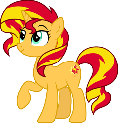 Size: 3001x3154 | Tagged: safe, artist:cloudyglow, sunset shimmer, pony, equestria girls, mirror magic, spoiler:eqg specials, cute, female, mare, raised hoof, shimmerbetes, simple background, smiling, solo, transparent background, vector