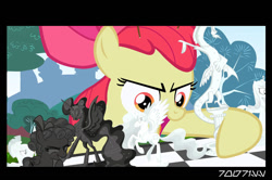 Size: 640x426 | Tagged: safe, edit, edited screencap, editor:teren rogriss, screencap, apple bloom, cozy glow, discord, nightmare moon, princess cadance, princess celestia, alicorn, earth pony, pegasus, pony, the cutie pox, adorabloom, armor, chess, chess piece, cute, female, filly, foal, grin, guard, guard armor, hooves, horn, mare, open mouth, royal guard, royal guard armor, smiling, solo, spread wings, wings