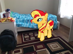 Size: 4032x3024 | Tagged: safe, sunset shimmer, twilight sparkle, twilight sparkle (alicorn), alicorn, pony, unicorn, 3d, 4de, augmented reality, gameloft, irl, photo, plushie, ponies in real life, room, self ponidox