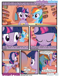 Size: 956x1237 | Tagged: safe, artist:somepony, rainbow dash, twilight sparkle, pegasus, pony, building bridges, comic, female, lesbian, shipping, twidash