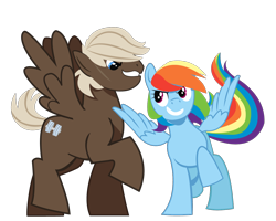 Size: 1374x1098 | Tagged: safe, artist:dbkit, dumbbell, rainbow dash, pegasus, pony, dumbdash, female, male, shipping, straight