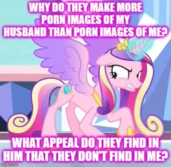 Size: 513x500 | Tagged: safe, edit, edited screencap, screencap, princess cadance, alicorn, pony, the beginning of the end, angry, cropped, glowing horn, gritted teeth, horn, implied porn, implied shining armor, meme, solo