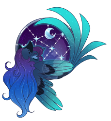 Size: 750x819 | Tagged: safe, artist:fuyusfox, princess luna, alicorn, pony, colored wings, crescent moon, cute, female, gradient wings, mare, moon, simple background, sleeping, solo, starry wings, tail feathers, transparent background, transparent moon, watermark