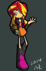 Size: 723x1105 | Tagged: safe, artist:rvceric, sunset shimmer, equestria girls, boots, clothes, jacket, simple background, skirt, solo