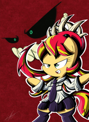 Size: 1600x2200 | Tagged: safe, artist:therandomjoyrider, sunset satan, sunset shimmer, crossover, filia, samson, skullgirls, solo