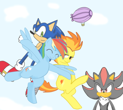 Size: 2800x2500 | Tagged: safe, artist:kaiamurosesei, rainbow dash, spitfire, pegasus, pony, blimp, crossover, shadow the hedgehog, sonic the hedgehog, sonic the hedgehog (series)