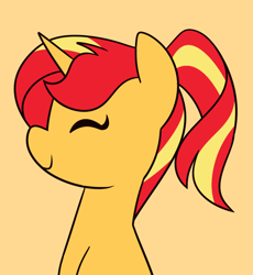 Size: 802x873 | Tagged: safe, artist:estrill, sunset shimmer, pony, unicorn, alternate hairstyle, bust, ponytail, portrait, solo