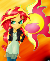 Size: 2500x3000 | Tagged: safe, artist:jabbie64, sunset shimmer, equestria girls, clothes, female, solo, two toned hair