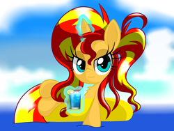 Size: 4128x3096 | Tagged: safe, artist:lovehtf421, sunset shimmer, pony, unicorn, glowing horn, magic, solo, telekinesis, water