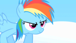 Size: 1050x591 | Tagged: safe, screencap, rainbow dash, pegasus, pony, the cutie mark chronicles, animated, cloud, filly, filly rainbow dash, solo, younger