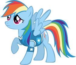 Size: 5896x5079 | Tagged: safe, artist:waranto, rainbow dash, pegasus, pony, winter wrap up, absurd resolution, clothes, female, looking up, mare, raised hoof, simple background, solo, spread wings, transparent background, vector, vest, weather team, wings, winter wrap up vest