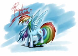 Size: 2288x1639 | Tagged: safe, artist:peperoger, rainbow dash, pegasus, pony, female, mare, simple background, solo