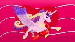 Size: 1192x670 | Tagged: safe, artist:zafurra, princess cadance, alicorn, pony, female, hoof shoes, mare, peytral, solo, spread wings, wings