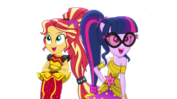 Size: 1280x718 | Tagged: safe, artist:php77, editor:php77, sci-twi, sunset shimmer, twilight sparkle, dance magic, equestria girls, spoiler:eqg specials, simple background, transparent background, you'll play your part