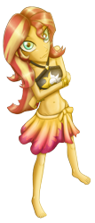 Size: 1544x3616 | Tagged: safe, artist:artemis-polara, sunset shimmer, equestria girls, equestria girls series, forgotten friendship, barefoot, belly button, bikini, bikini top, clothes, feet, sarong, simple background, solo, summer sunset, swimsuit, transparent background