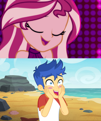 Size: 1912x2288 | Tagged: safe, edit, flash sentry, sunset shimmer, equestria girls, i'm on a yacht, spring breakdown, spoiler:eqg series (season 2), female, flashimmer, male, shipping, shipping domino, straight
