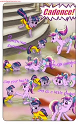 Size: 1950x3102 | Tagged: safe, artist:greenbrothersart, princess cadance, twilight sparkle, unicorn twilight, alicorn, pony, unicorn, comic:love is magic, clothes, comic, dress, duo, duo female, female, filly, filly twilight sparkle, sunshine sunshine, teen princess cadance, teenager, younger